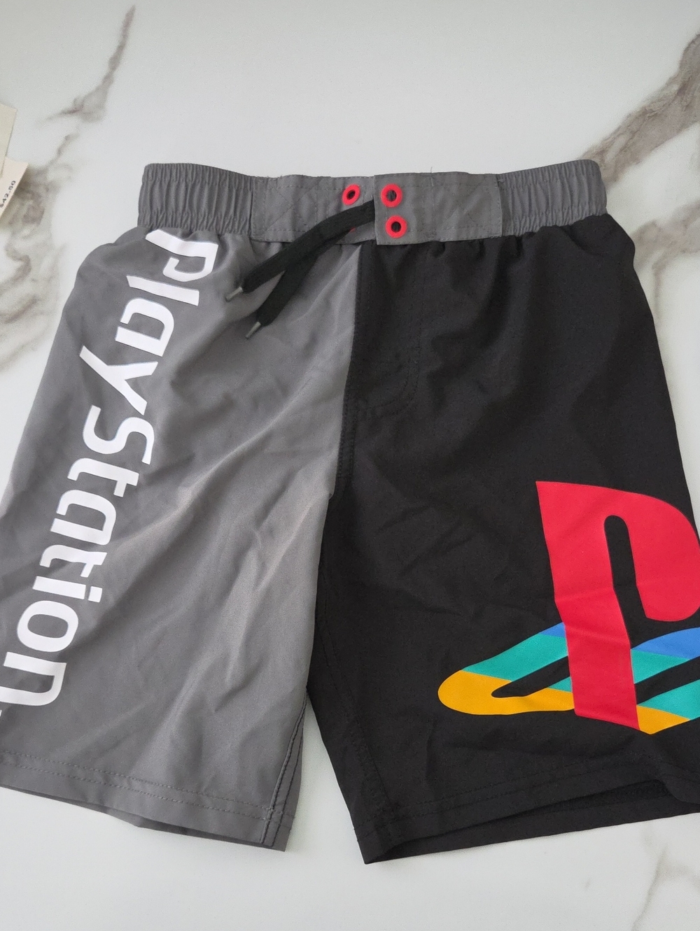 Sony Men's Gray & Black PlayStation Hybrid Shorts with Color Logo